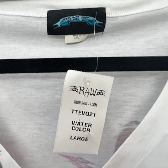 RAW 7 LONG-SLEEVE V-NECK WITH DESIGN, US SIZE L, WHITE WATER COLOR - Picture 5 of 5